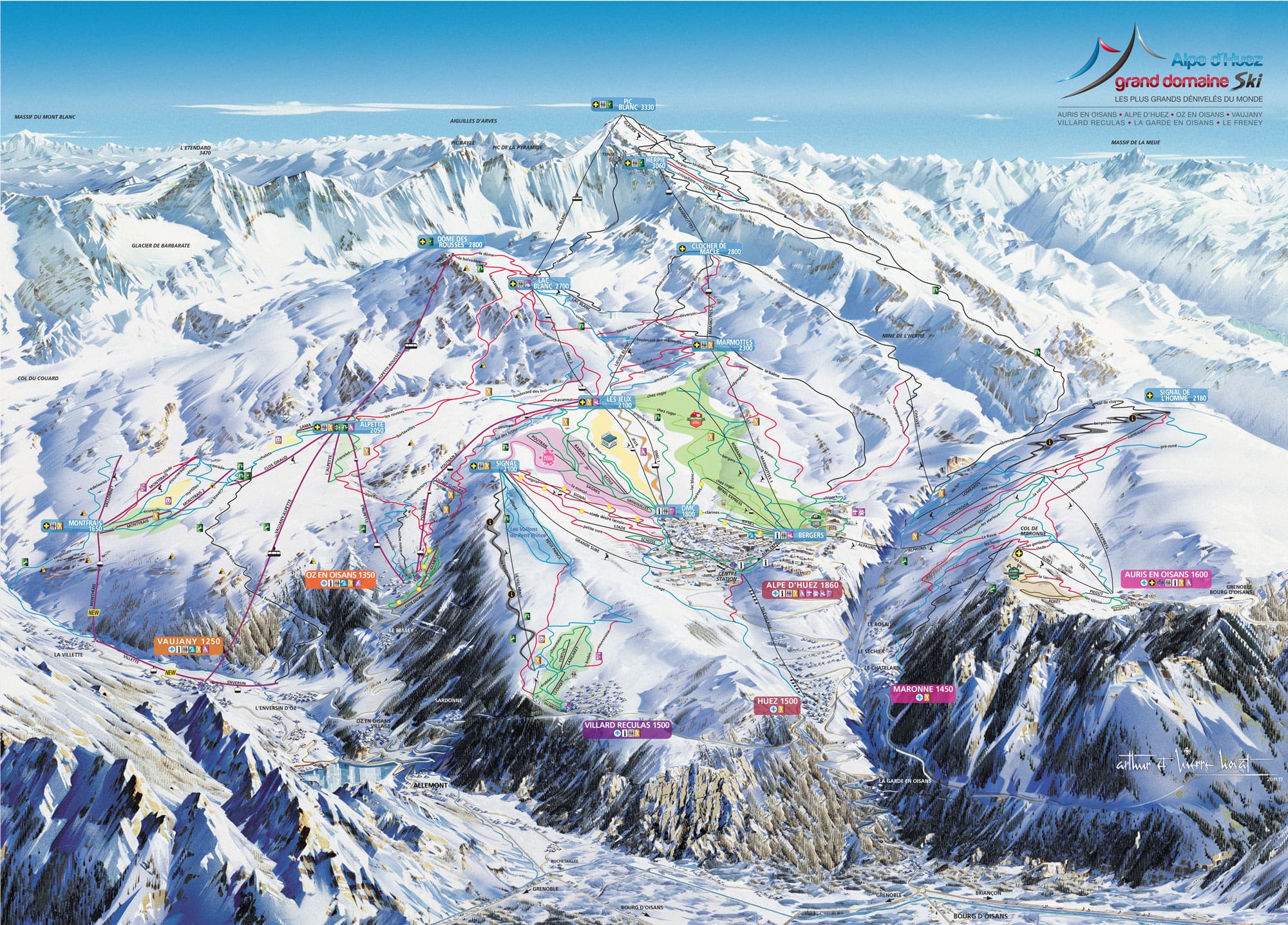 Carte d'Oz-Vaujany - Alpe d'Huez Grand Domaine​